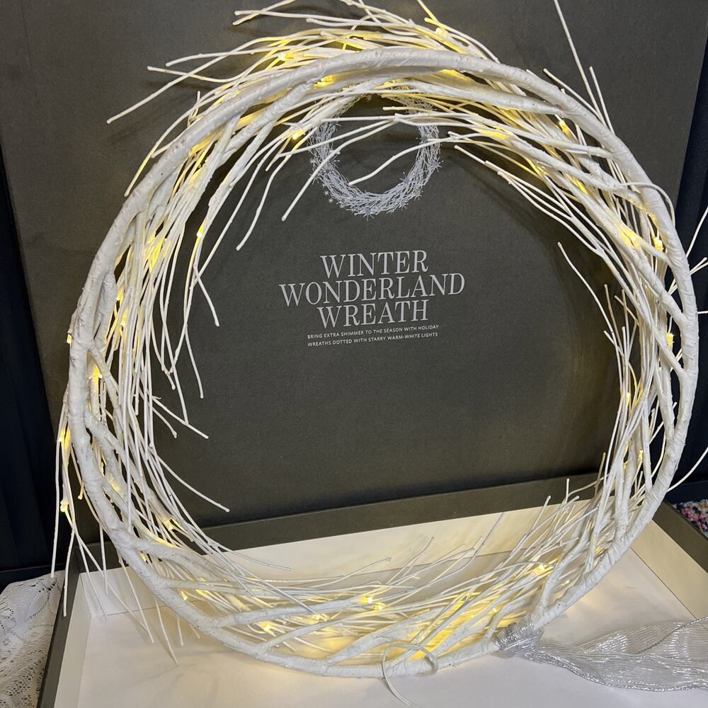 Restoration Hardware Winter Wonderland 24” Warm White Starry Lighted Wreath Box - Picture 11 of 16